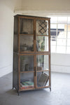 Metal and wood slanted display cabinet
