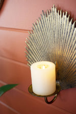 Palm Frond Candle Sconce – Gold Metal Contemporary Wall Décor