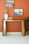 Antique Brass Oval Console Table 32"H – Modern Metal Accent