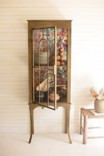 Gold and Glass Curio Cabinet with Colorful Interior 71" Tall by Kalalou