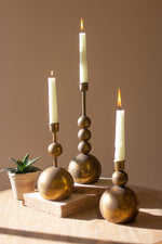 Handmade Brass Taper Candle Holders – Set of Three by Kalalou