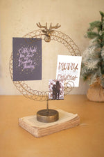 Kalalou Round Wire Christmas Card Holder on Stand – Rustic Metal Holiday Display