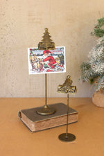 Kalalou Set of Two Christmas Tree Card Clips on Stands – Festive Metal Holiday Display
