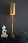 Antique Gold Table Lamp with Metal Barrel Shade – 40 Inch Tall Modern Lighting