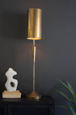 Antique Gold Table Lamp with Metal Barrel Shade – 40 Inch Tall Modern Lighting By kalalou
