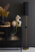 Modern Accent Floor Lamp – 63 Inch Height – Antique Gold and Black Metal Design