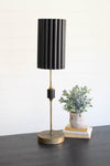 Contemporary Table Lamp – 36 Inch Height – Black Fluted Shade and Gold Finish Base