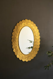 Vertical Scallop Gold Mirror – 34.5 Inch Height – Dressing Room Accent