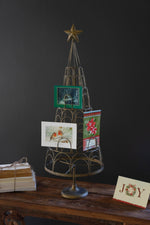 Kalalou Metal Christmas Tree Card Holder – Festive Holiday Display Stand