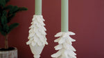 Rustic resin Christmas tree candle holder pair