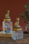 Canisters – Glass & Metal With Fox Figurines – Decorative Storage Set of 2