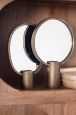 Antique Gold Tabletop Mirrors – 12"H Metal & Glass Decorative Vanity Mirrors Set of 2, Brass Finish by Kalalou