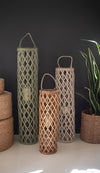 Tall Willow Lantern Trio with Glass Inserts