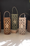 Short Willow Lantern Trio with Glass Inserts