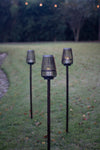Woven bamboo lantern stake garden accent