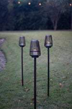 Brown Bamboo Lantern on Stake Outdoor Decor 45" H Set of 4 by Kalalou