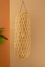 Kalalou Tall Oval Willow Lantern Glass Insert Natural Coastal 48"H