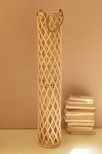 Kalalou Tall Cylinder Willow Lantern Glass Insert Natural Coastal 48"H
