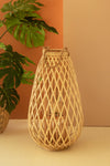 Natural teardrop willow lantern with glass insert
