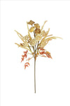 Artificial flower arrangement with beige and brown tones on a white background