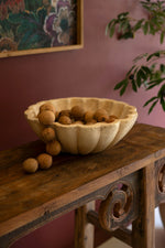 Faux Travertine Ruffled Bowl – 5"Tall Decorative Centerpiece by Kalalou