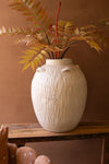Stone Composite Urn with Four Handles – 19″ H, Beige Textured Finish for Tabletop or Home Décor by Kalalou