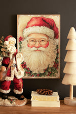 Kalalou Vintage Santa Canvas Paint Over Print Christmas Artwork 24"H