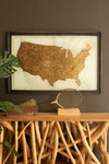Framed United States map print with gold finish