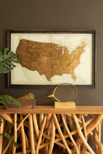 Kalalou Framed United States Map Print Under Glass Gold Black Wood 24.5"H