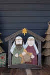 Rustic Painted Wood Nativity Scene 31"H