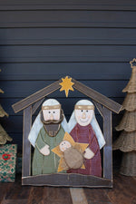 Painted Wood Nativity Scene 31"H Rustic Holiday Display with Easel Back by Kalalou