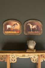 Wall Art 16"H - Framed Horse Prints Under Glass Rustic Wall Decor, Set of 2 by Kalalou