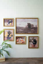 Framed Gallery Wall Prints – Coordinated Still Life Artwork Collection with Fruit, Florals, and Landscape, Set of Five by Kalalou