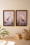 Framed heron paint over print wall art set of two