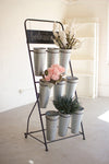 Tall galvanized bucket flower stand