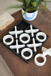 Wooden Tic-Tac-Toe Set of 2 – Black Distressed Painted Board Games