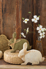 Hand-Painted Green & White Rabbit Decor – 10" Tall Set of 2 by Kalalou