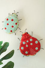 Metal Wall Art Set Of 2 Painted Ladybug Accent 15" H For Playroom Or Bedroom Walls by Kalalou