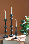 Set of Three Patina Metal Candle Towers – 23" Tall Distressed Finish
