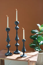 Distressed Metal Candle Holders – 23" Tall Patina Towers by Kalalou
