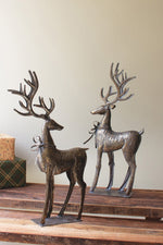 Rustic Distressed Metal Reindeer – 32 Inch Set of Two Figurines by Kalalou