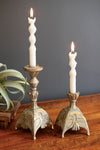 Antique brass resin candle holders set 4" to 9.5" H