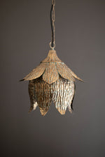 Tulip Pendant Light Antique Brass 14" H Floral Ceiling Lighting by Kalalou