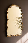 Indoor wall mirror arched shape antique brass frame with leaves