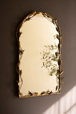 Arched Wall Mirror Antique Brass Frame With Leaf Accents 43" H By Kalalou
