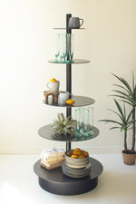 Five Tiered Round Iron Store Display Stand 65.5" H for Decor and Merchandising by Kalalou
