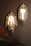 Rustic framed mirrors with taper candle holders set of two