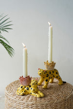 Ceramic Cheetah Taper Candle Holders – Set of 2 by Kalalou