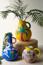Pitcher Vase 6"H, Ceramic Zebra Multi-Color Glazed Round Decorative Accent By Kalalou