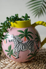 Pitcher Vase 6"H, Ceramic Zebra Multi-Color Glazed Round Decorative Accent (Set of 2) By Kalalou
